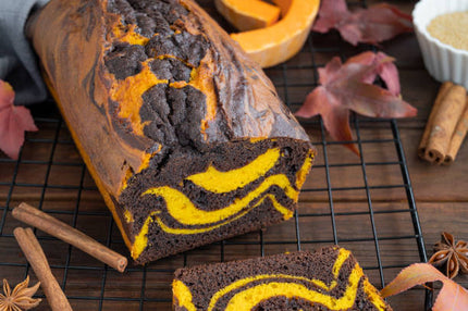 Cake marbré chocolat noir et courge Butternut aux graines de courge